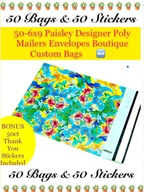50ct  6x9’ Polymailer Bags~BONUS! 50ct Thank You Stickers 🪴🆕🪴
